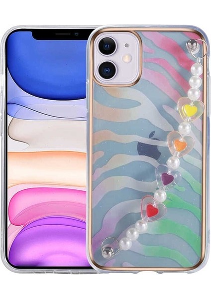 Apple iPhone 11 Uyumlu Kılıf Pilla Kapak, Pembe-Yeşil