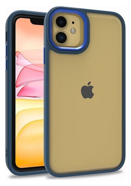 Apple iPhone 11 Uyumlu Kılıf Flora Kapak, Mavi