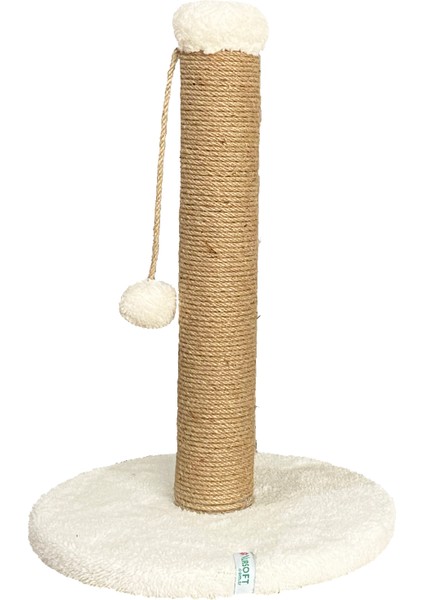 Yuvarlak Ponponlu Kedi Tırmalama Direği 52 cm Kedi Tırmalama Tahtası
