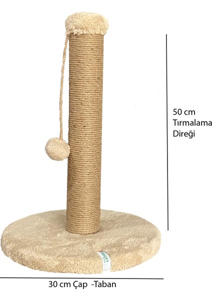 Yuvarlak Ponponlu Kedi Tırmalama Direği 52 cm Kedi Tırmalama Tahtası modelleri
