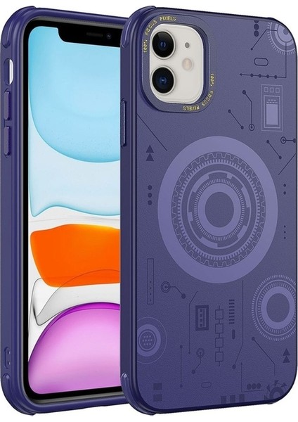 Apple iPhone 11 Uyumlu Kılıf Wireless Şarj Özellikli Desenli Hot Kapak, Derin Mor