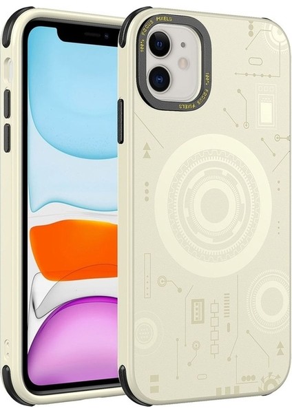 Apple iPhone 11 Uyumlu Kılıf Wireless Şarj Özellikli Desenli Hot Kapak, Gold