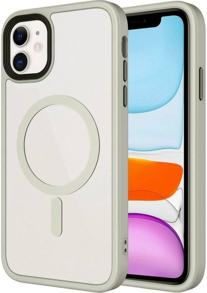 Apple iPhone 11 Uyumlu Kılıf Mat Arka Yüzey Wireless Şarj Özellikli Kapak, Titanyum