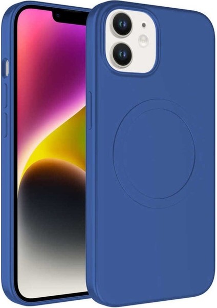 Apple iPhone 11 Uyumlu Kılıf Magsafe Wireless Şarj Özellikli Pastel Renk Silikon Plas Kapak, Mavi