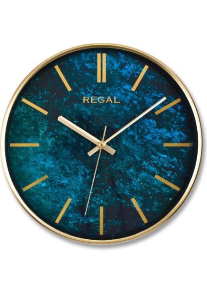 Ince Oniks Mermer Desenli Altın Renk Modern Duvar Saati 30x30