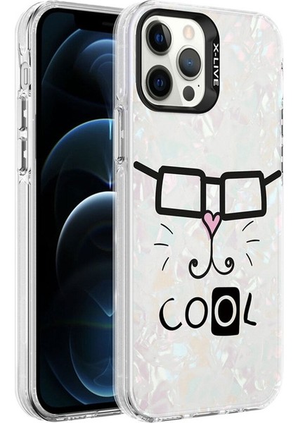 Apple iPhone 12 Pro Max Uyumlu Kılıf Mermer Desenli Marbello Kapak, Beyaz