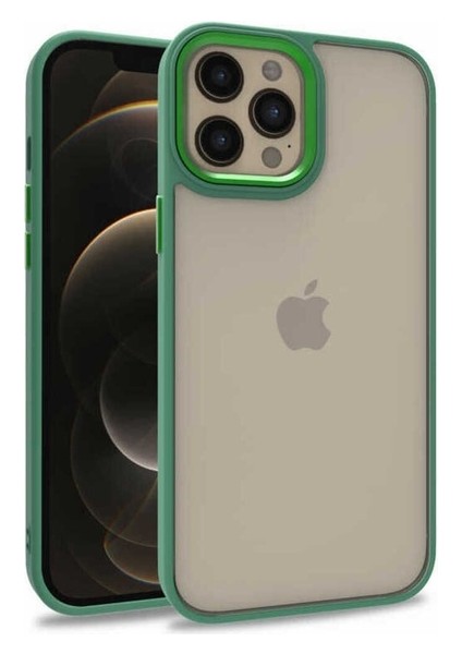 Apple iPhone 12 Pro Max Uyumlu Kılıf Flora Kapak, Yeşil