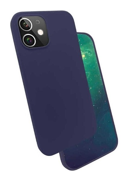 Apple iPhone 12 Mini Uyumlu Kılıf Silk Silikon, Lacivert