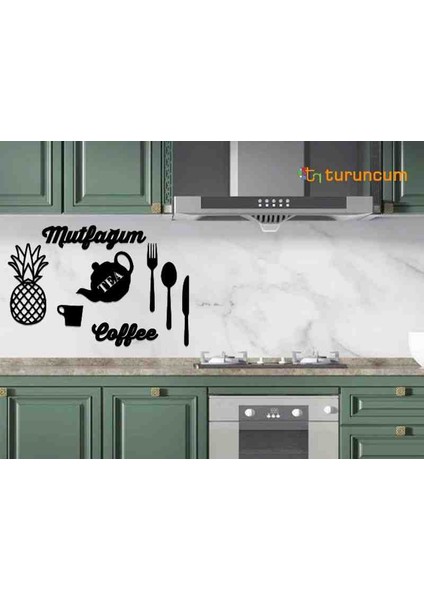 Mutfağım Yazılı 9 Parça Mdf Ahşap Duvar Dekor Süsü