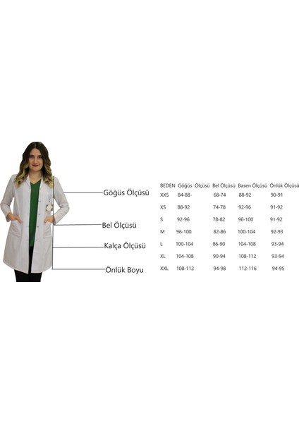 Ikraformagömlek Yaka Kadın Diz Üstü Boy - Uzun Kol Doktor Önlüğü , Öğretmen , Laboratuvar , Hastane Forması , Beyaz Önlük modelleri