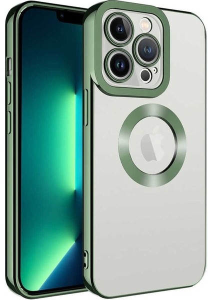 Apple iPhone 12 Pro Uyumlu Kılıf Kamera Korumalı Logo Gösteren Omega Kapak, Yeşil