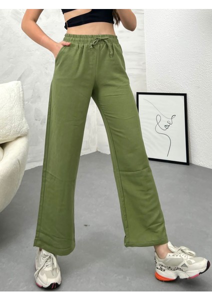 Yüksek Bel Beli Lastikli Cepli Flamlı Keten Bol Paça Yazlık Pantolon Ket001 fiyatları