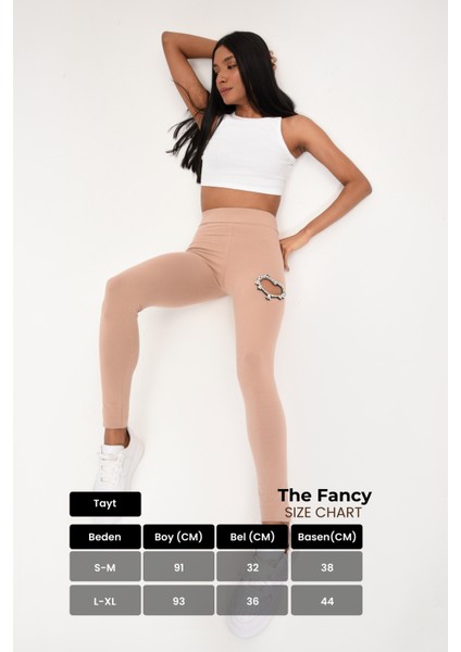 Fancy Kadın Kalp Detaylı Yüksel Bel Slim Fit Tayt indirimleri