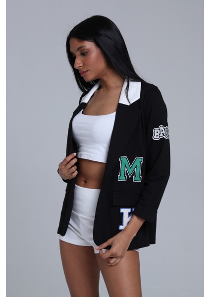 Fancy Kadın Dar Kesim Kol Katlamalı Nakış Detaylı Blazer Ceket fırsatları