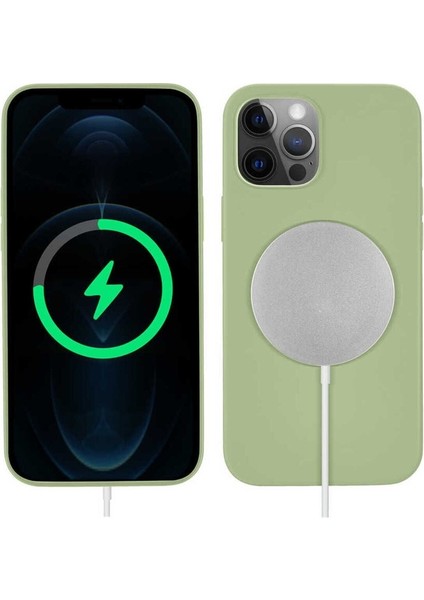 Apple iPhone 12 Pro Max Uyumlu Kılıf Silksafe Wireless Kapak, Açık Yeşil