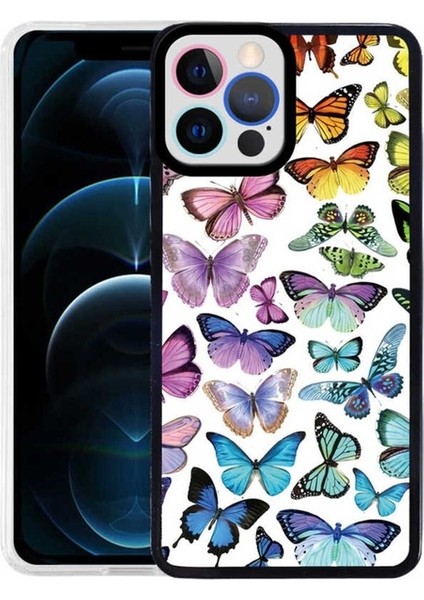 Apple iPhone 12 Pro Uyumlu Kılıf M-Fit Desenli Kapak, Butterfly No3