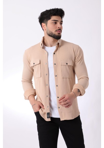 Çift Cep Kapaklı Örme Gömlek Xc U16787_40292