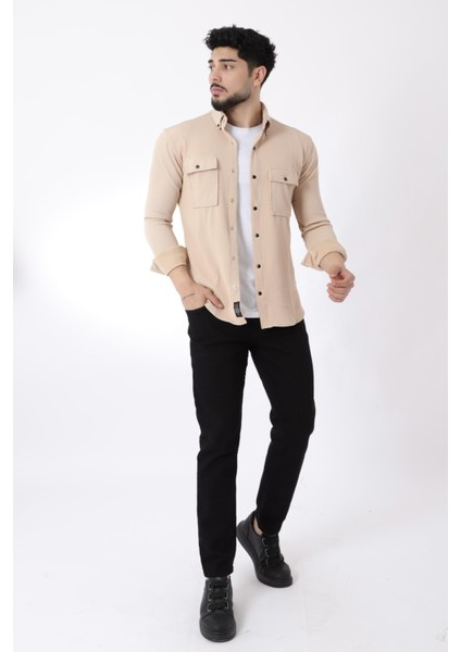 Çift Cep Kapaklı Örme Gömlek Xc U16787_40292 modelleri