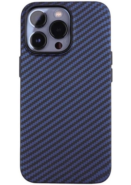Apple iPhone 12 Pro Uyumlu Kılıf Karbon Fiber Tasarımlı Karbono Kapak, Lacivert