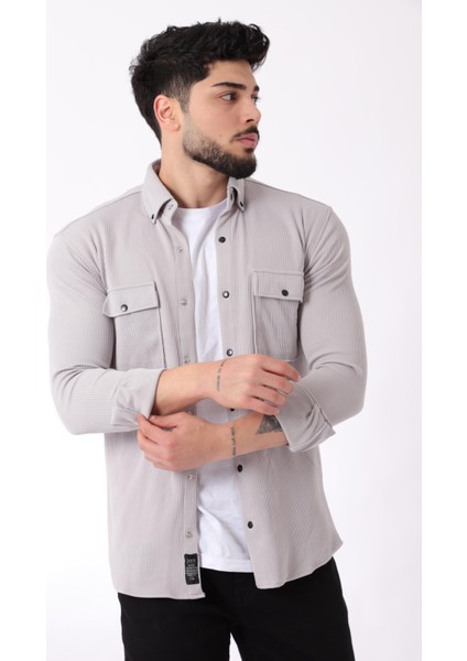 Çift Cep Kapaklı Örme Gömlek Xc U16787_40292 fiyatları