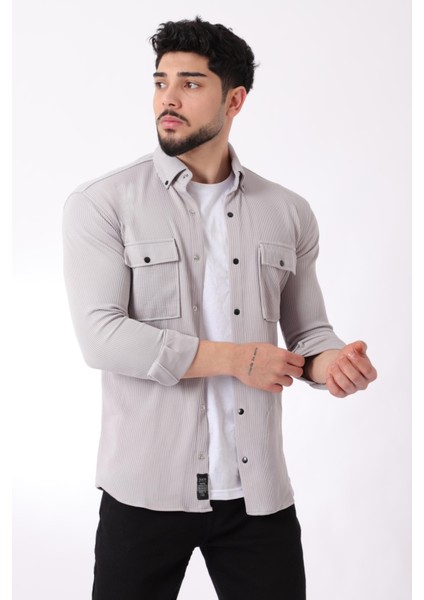 Çift Cep Kapaklı Örme Gömlek Xc U16787_40292 modelleri