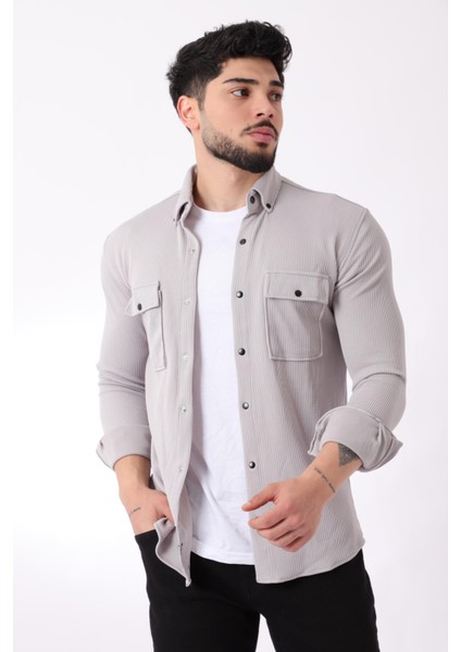 Çift Cep Kapaklı Örme Gömlek Xc U16787_40292 fırsatları