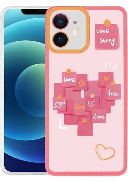 Apple iPhone 12 Uyumlu Kılıf M-Fit Desenli Kapak, Love Story No2