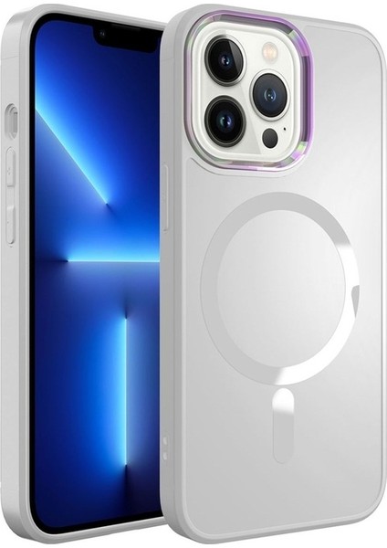 Apple iPhone 12 Pro Uyumlu Kılıf Magsafe Wireless Şarj Özellikli Stil Kapak, Beyaz