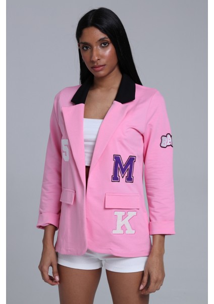 Fancy Kadın Dar Kesim Kol Katlamalı Nakış Detaylı Blazer Ceket
