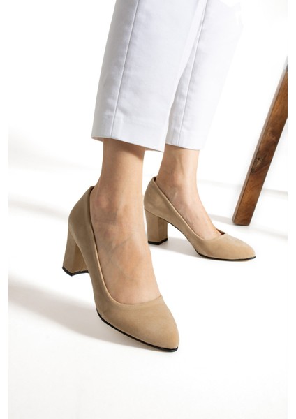 Kadın Ayakkabı Topuklu 7,5 cm Süet Günlük Sivri Burun Abiye Kadın Topuklu Ayakkabı (36-44)