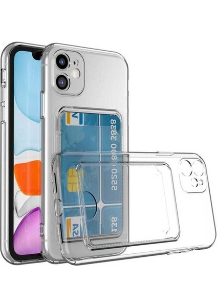 Apple iPhone 12 Uyumlu Kılıf Kartlıklı Şeffaf Setra Clear Silikon Kapak