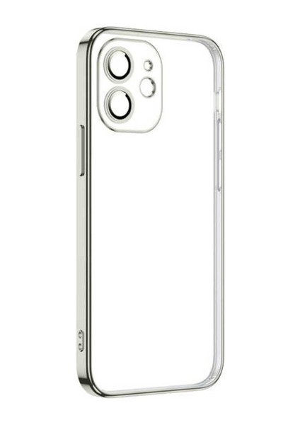 Apple iPhone 12 Uyumlu Kılıf Krep Kapak, Gümüş