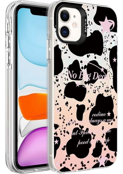 Apple iPhone 12 Uyumlu Kılıf Mermer Desenli Marbello Kapak, Siyah-Beyaz