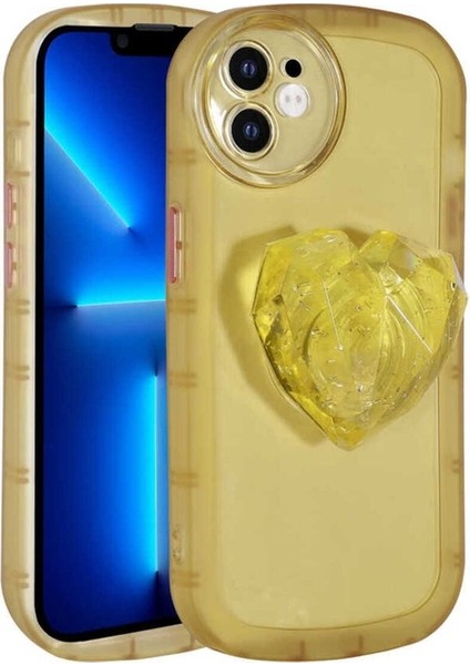 Apple iPhone 12 Uyumlu Kılıf Kamera Korumalı Pop Soketli Renkli Ofro Kapak, Sarı