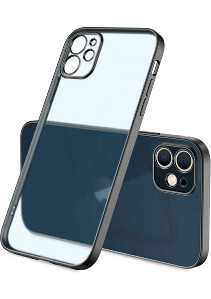 Apple iPhone 12 Uyumlu Kılıf Mat Gbox Kapak, Siyah