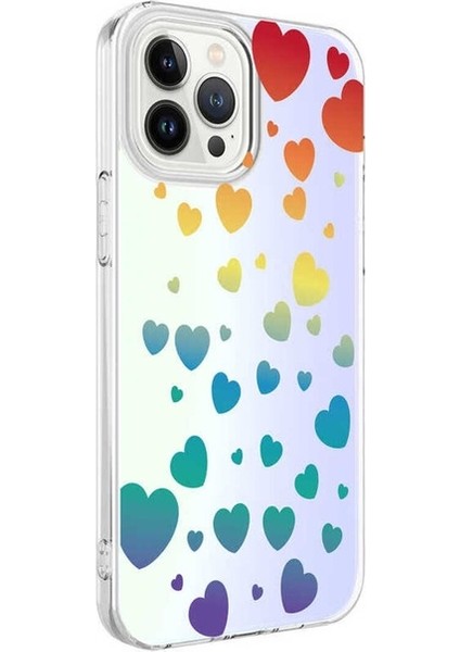 Apple iPhone 13 Pro Max Uyumlu Kılıf M-Blue Desenli Kapak, Heart No3