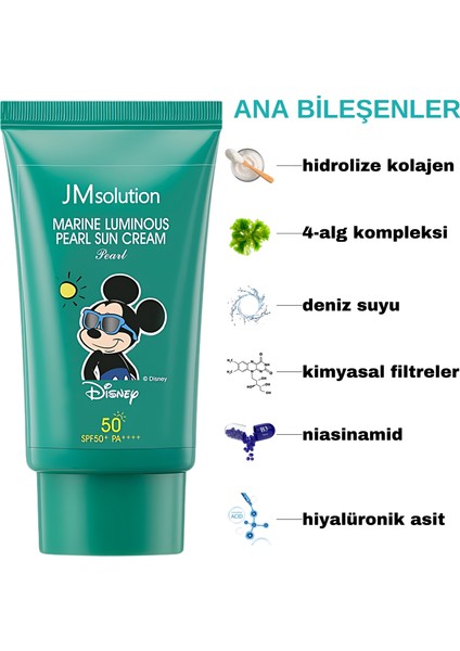 Jmsolution Disney Serisi Marine Deniz Işıltılı Inci Özlü Güneş Kremi Spf 50+ Pa++++