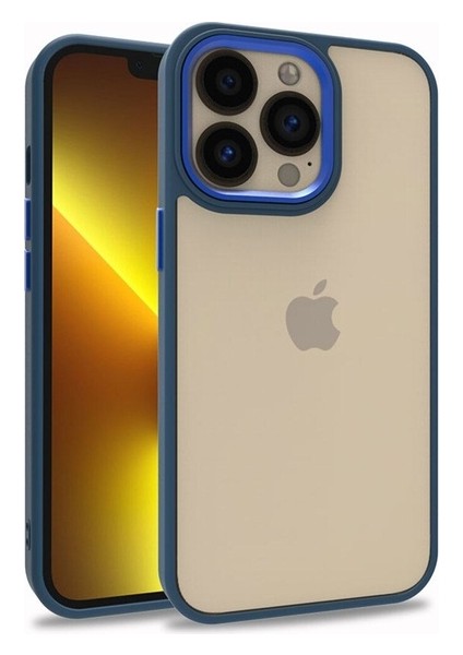 Apple iPhone 13 Pro Uyumlu Kılıf Flora Kapak, Mavi