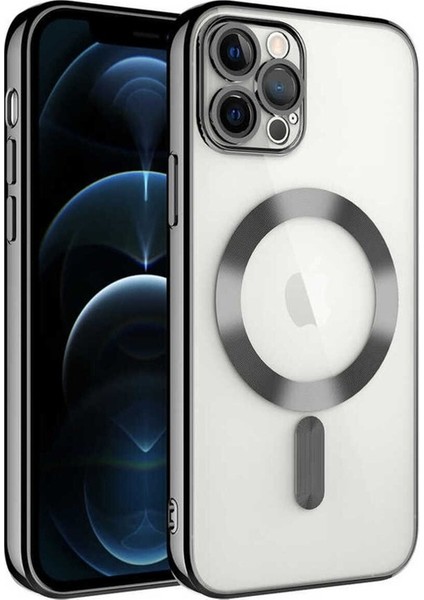 Apple iPhone 13 Pro Uyumlu Kılıf Kamera Korumalı Magsafe Wireless Şarj Özellikli Demre Kapak, Siyah