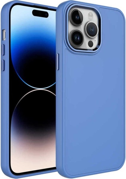 Apple iPhone 13 Pro Max Uyumlu Kılıf Metal Çerçeve ve Buton Tasarımlı Silikon Luna Kapak, Lavendery Gray