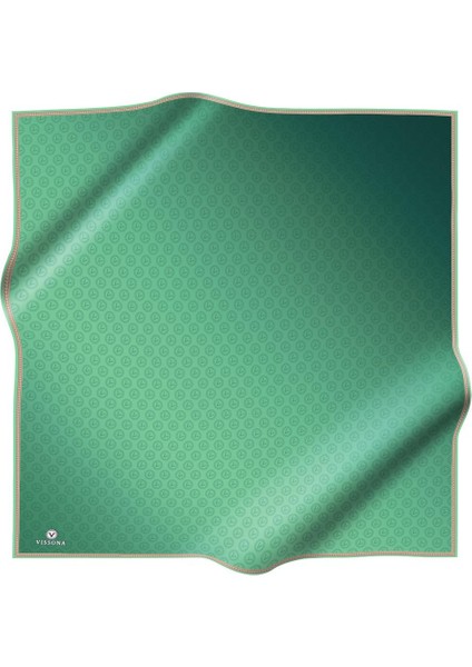 Tivil Zümrüt Yeşili Geçişli Monogram Desen Ipek Eşarp 11276-0036