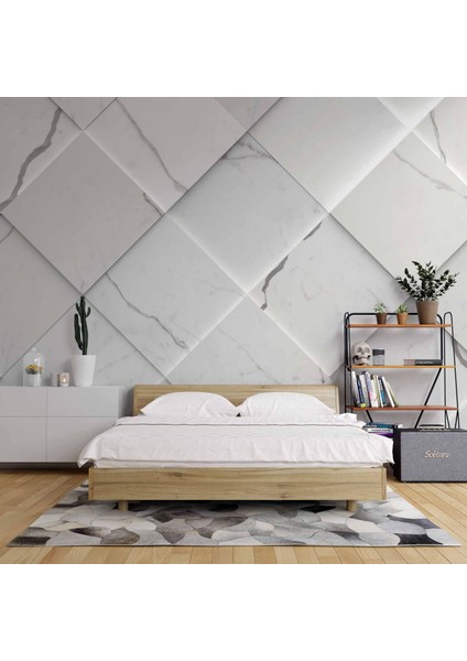 Beyaz Dörtgen Mermer Görünümlü Duvar Kağıdı Baskı fiyatları