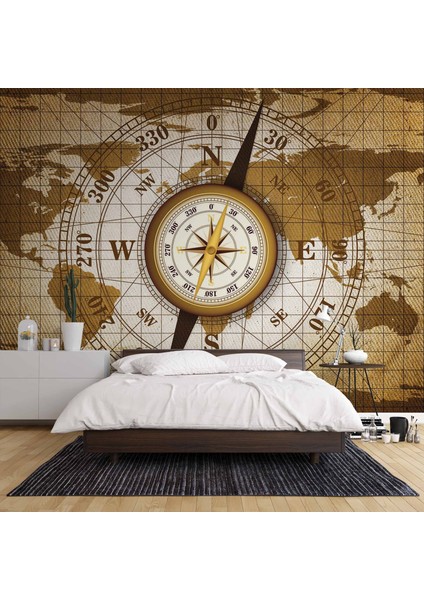 Dünya Haritası Zeminli Pusula Duvar Kağıdı Baskı fiyatları
