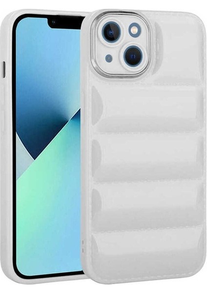 Apple iPhone 14 Plus Uyumlu Kılıf Kamera Korumalı Parlak Airbag'li Galya Kapak, Beyaz