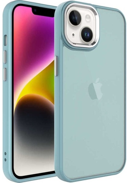 Apple iPhone 14 Plus Uyumlu Kılıf Buzlu Sert Pc May Kapak, Mavi