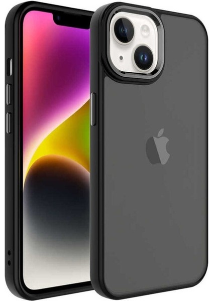 Apple iPhone 14 Plus Uyumlu Kılıf Buzlu Sert Pc May Kapak, Siyah