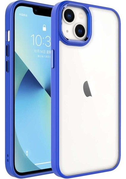 Apple iPhone 14 Plus Uyumlu Kılıf Krom Kapak, Lacivert