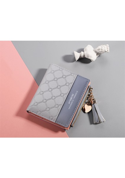 Yeni Bayan Kısa Dikişli Kontrast Renk Cüzdan (Yurt Dışından)