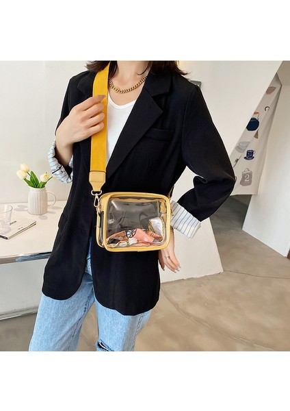 Şeffaf Çanta Geniş Omuz Askısı Küçük Kare Çanta Pvc Tek Omuz Çapraz Cep Telefonu Çantası (Yurt Dışından) fiyatları