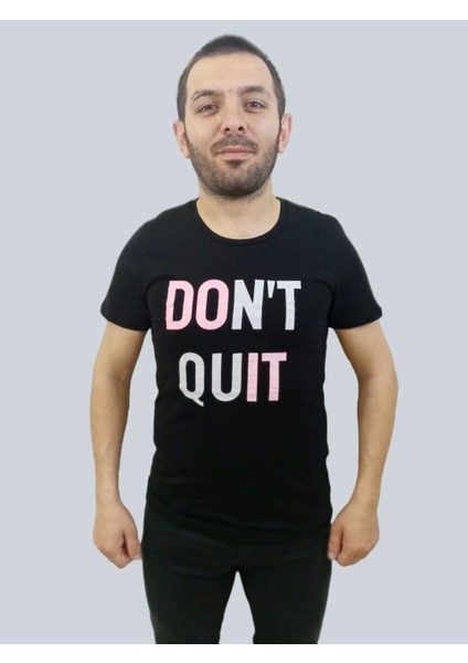 Daniel Milano Erkek Dont Quit Sıfır Yaka Siyah Tişört